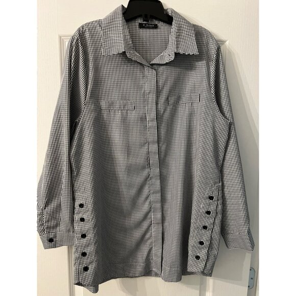 Ladies Black and White Checked Shirt Size XL - Picture 7 of 8